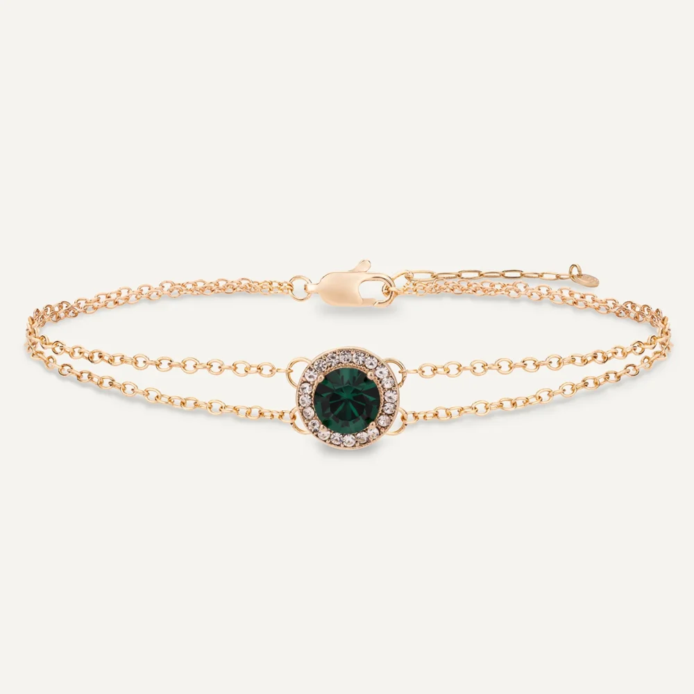 May Emerald-Colour Birthstone Clasp Bracelet In Gold-Tone - Image 5